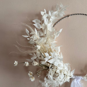 White Mini Wreath - long ribbon